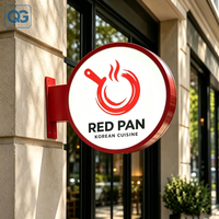 Enseigne lumineuse LED ronde double face personnalisée, enseigne murale extérieure pour restaurant, café, pâtisserie, enseigne projecteur