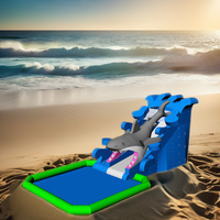 Grand requin toboggan piscine extérieure amusante parc pour enfants équipement de jeu d'eau gonflable pour lieu de villégiature