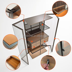 Gabinete de exhibición de pared de vidrio de perfil de aluminio de Metal personalizado de lujo moderno minimalista con luz Led para sala de estar - Product Image 2