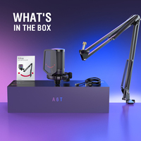 Microphone à condensateur Fifine A6T, micro USB pour PC, micro USB pour podcasting, micro de jeu RGB pour PC