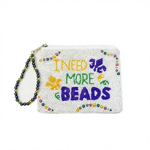 Mini pochette en coton élégant fabriqué à la main porte-monnaie perlé pour un usage quotidien Essentials & Card Accessories Idéal pour les cadeaux - Product Image 2