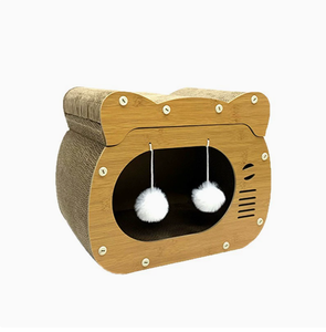 Árbol para Gatos de 1 Nivel con Rascador, Diseño de Dibujos Animados, Papel Corrugado, Fácil de Montar, 40x30x25cm, para Gatos - Product Image 1