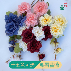 ดอกกุหลาบหิมะสีเงินประดิษฐ์ 91 ซม. สีแดงเบอร์กันดี สำหรับตกแต่งงานแต่งงาน ทำด้วยมือจากผ้าไหม - Product Image 3