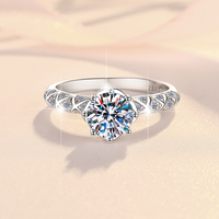 Bague de fiançailles classique à huit griffes, certifiée GRA, avec sertissage central surélevé, 1 carat, couleur D, VVS1, en moissanite, pour femme