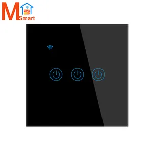 Tuya Smart Life Home Light Wall Switch 600w Noir Or Blanc Cristal Écran Tactile Avec Alexa Support IOS Et Android