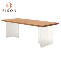 Transparente Acrylbeine und Bankstuhl - Langlebiges, Stabiles, Modernes Design Wohnmöbel Esstisch-Set mit Walnussholzplatte