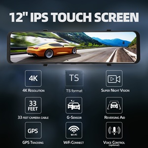 12 'màn hình cảm ứng Dash máy ảnh 3 cách 3K + 1080P + 1080P Car DVR Rear View gương xe hộp đen 3K Dash Cam - Product Image 3