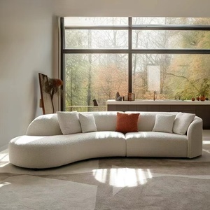 Luxury Modern PU Wood Furniture Soft Boucle Special Shaped Modular Couch Set Cashmere White Design For Living Room Hotel Villa