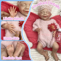 Poupée Reborn réaliste en silicone de 18 pouces à bouche ouverte, poids de bébé réel, toucher doux, poupée d'art de collection pour les amateurs de Reborn