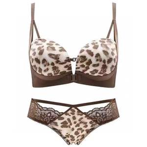 Sujetador transpirable con estampado de leopardo, ligero y sexy, nuevo estilo, con cierre frontal, sin aros, antideslizante, para realzar el busto pequeño. - Product Image 1