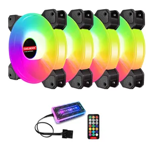 Mais recente Design Colorido PC Case 120mm RGB LED Fan Liquid Cooler Ventilador Ventilador Com ARGB Controller Set