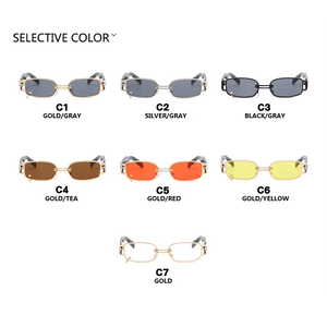 Lunettes de soleil rétro à monture métallique, lunettes de soleil de luxe tendance avec chaîne pour femmes et hommes - Product Image 3