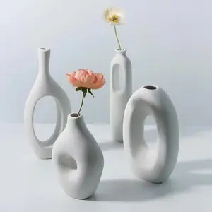 Nordische Art Keramik vase hohle geometrische Kunst kreative Wohn möbel trockene Blumen Blumen geschirr Wohnzimmer Dekoration