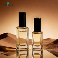 Flacon de parfum en verre transparent rectangulaire personnalisé de 15 ml et 30 ml avec logo, couleur et boîte d'emballage personnalisés