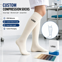 Chaussettes de compression athlétiques montantes pour infirmières avec soutien long de la voûte plantaire, respirantes, de marque, direct usine, personnalisables