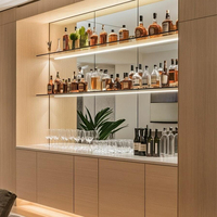 Meuble bar à vin haut de gamme en bois massif avec placage foncé, design multifonctionnel pour salon moderne et villa, idéal pour la maison et l'hôtel