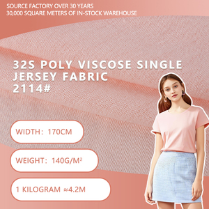 Tissu jersey simple en polyviscose 32S, largeur 170 cm, 140 g/m², léger et soyeux, pour t-shirts, sous-vêtements et vêtements. - Product Image 1