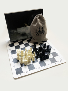 ポータブルチェスセット チェス時計 キング高さ9.5cm 51cm 黒白チェッカーボード シングルクイーンバージョン 子供用説明書 - Product Image 3