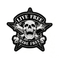 Patch brodé personnalisé Crâne thermocollant Emblème Biker Rocker Star pour Gilet en Cuir Veste Sac à Dos Sacs Chapeau