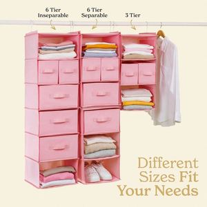 6 Shelf Hanging Closet Organizer Drawers Shelf Hanging Closet Hanging Organizer Hanging Fabric Organizer Rack for Home - Product Image 5