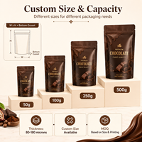Pochette personnalisée mate résistante à l'humidité avec fermeture éclair, sac d'emballage souple laminé en feuille d'aluminium de qualité alimentaire pour chocolats et bonbons