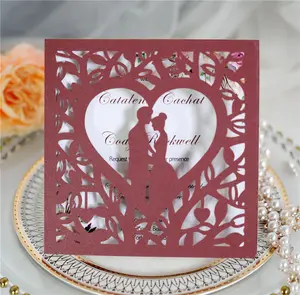 Bride And Groom Lover Heart Laser Cut Wedding Invitation Card Greeting Cards Print Wedding Decoration Party Favors