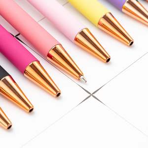 Stylo bille promotionnel rose doré de luxe, stylo publicitaire rose doré personnalisé avec logo imprimé, sérigraphie laser, marque personnalisée - Product Image 4
