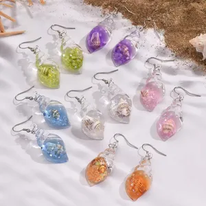 Fashion High Quality Ocean Style Popular Acrylic Conch Drop Earrings Solid Color Resin Conch Earrings For Women Gift