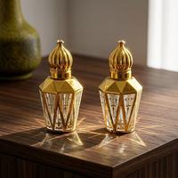 Flacon de parfum miniature 12 ml en verre doré conique en forme de V avec bille roulante, vaporisateur rechargeable pour échantillon d'huile de parfum, flacon de luxe