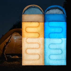 Enveloppe à capuche légère <span class=keywords><strong>sac</strong></span> <span class=keywords><strong>de</strong></span> <span class=keywords><strong>couchage</strong></span> bloc <span class=keywords><strong>de</strong></span> couleur tissu polyester doux et chaud pour camping en plein air randonnée et voyage en voiture - Product Image 5