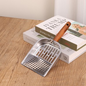 Pelle à litière pour chat en acier inoxydable, design rectangulaire en maille métallique, grande taille pour bac à litière - Product Image 4