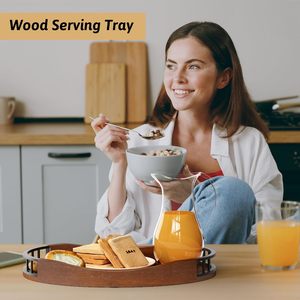 Plateau de service en bois écologique durable et beau pour les repas à l'heure du thé ou une utilisation décorative d'Inde - Product Image 3