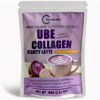 Suplemen Bubuk UBE COLLAGEN BEAUTY LATTE Label Pribadi OEM, Merevitalisasi Kulit, Menutrisi Kecantikan Dalam, Antioksidan, Mengandung Antosianin