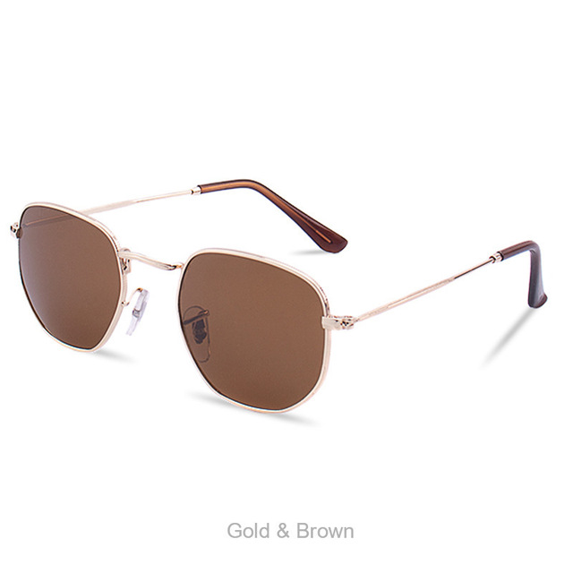 High Quality Gold Fashion Color Film UV400 Square Full Frame Unisex Slimming Beach & Party Use Polygonal Sunglasses
