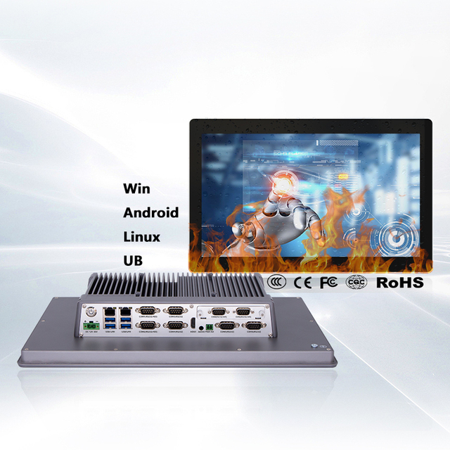 N95/N100 I3/I5/I7 (4/7/8/10/12th) Fanless Embedded Industrial Capacitive/Resistive Touch Panel PC for Automation