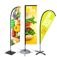 2m 3m 4m 5m Plume Drapeau Drapeau Bannière Publicité Personnalisée Oriflamme Base Vente Signe Promotionnel Drapeaux Kit