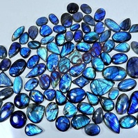 Aaa Grade Natuurlijke Labradoriet Volledig Flitsende Blauwe Vuurmix Vorm Gepolijste Cabochon Kleurverandering Effen Losse Sieradenring Groothandel