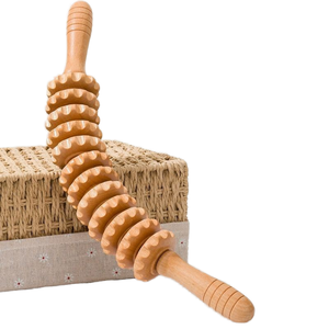 Rodillo meridiano masajeador de madera de doce ruedas para ejercicio de brazo de cuello de cintura trasera con función de empuje para aplicación de pie de yoga - Product Image 1