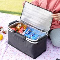 Panier de pique-nique isotherme pliable en gros d'usine, grande capacité, sacs fourre-tout portables à cadre en aluminium avec isolation thermique