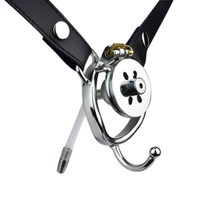 Dispositivo de Castidad Masculino FRRK de Acero Inoxidable 304 con Catéter Uretral, Candado de Metal Plano para Pene, Jaulas de Castidad, Juguetes Sexuales para Hombres - Product Image 3
