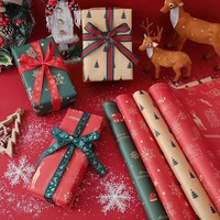 Papier d'emballage de papier kraft de Noël de luxe Rouleau de papier d'emballage kraft de Noël pour l'emballage de cadeaux de Noël en vrac