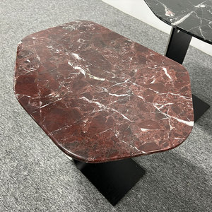 Mesa de Centro Moderna Convertible de Mármol con Forma Irregular y Base de Acero Inoxidable para Muebles de Sala - Product Image 2