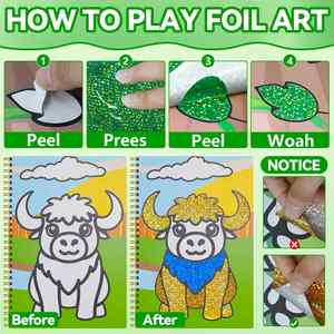 Kits de coloriage DIY en feuille d'aluminium pour animaux, sans désordre, avec livre d'activités créatives, cadeaux d'anniversaire et de Noël pour garçons et filles - Product Image 4