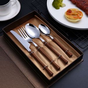 Popular New Dinnerware Knife <b>Fork</b> <b>Spoon</b> Kitchen Stainless Steel Knife <b>Fork</b> <b>Spoon</b> Wooden Flatware <b>Set</b> - Product Image 1