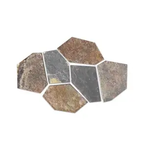 Pedra de pavimentação natural para caminhos de jardim, azulejos de ardósia, pedra cravejada de gelo de formato irregular, pedras para paredes e folheados