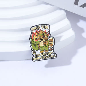 Pin de meme de incendio en contenedor de basura, <span class=keywords><strong>solo</strong></span> tú puedes detenerlo, broche con diseño de Ranger Mapache, accesorio para uso diario, regalo de humor de internet - Product Image 2