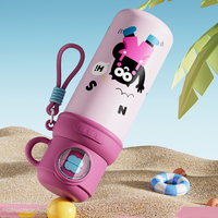 Bouteille isotherme portable en acier inoxydable, grande capacité, motif dessin animé mignon, pour étudiants et enfants, avec pipette, triple usage