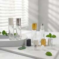 Flacon roll-on en verre de 10 ml avec triple tête en acier, bille en verre et plastique, vide, pour huiles essentielles et parfums, idéal pour les soins de la peau - Vente en gros