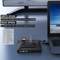 Portable USB 3.0 3-in-1 Optical Drive CD/ Recorder SD Card Reader USB Flash Drive Player