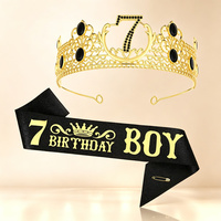 Ensemble de bannière d'anniversaire Duiyan avec numéro personnalisé, diadème en onyx noir en forme de couronne pour hommes, fête, 120g